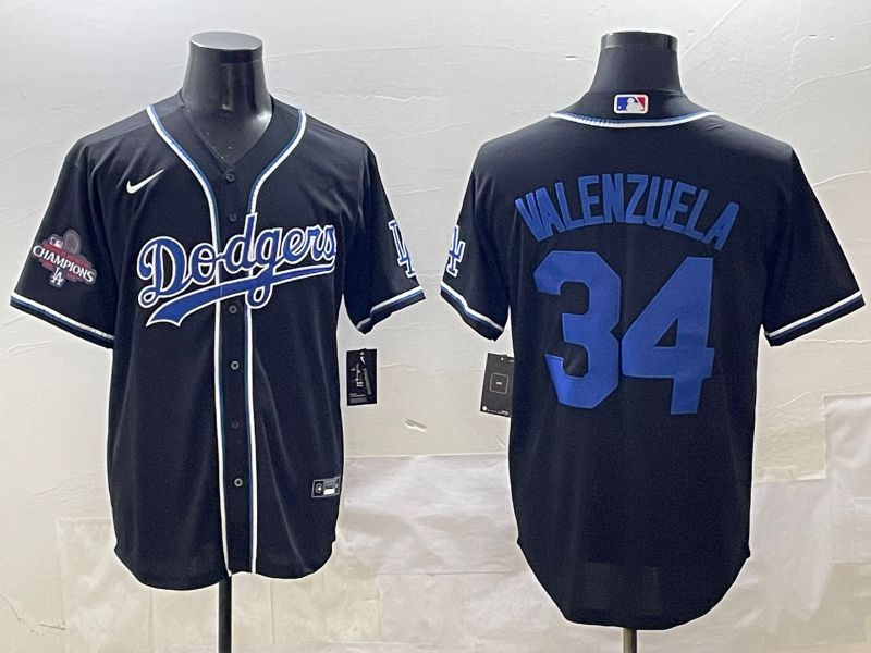 Men 2025 Los Angeles Dodgers #34 Valenzuela Black Three generations Fashion Nike MLB Jersey style 11